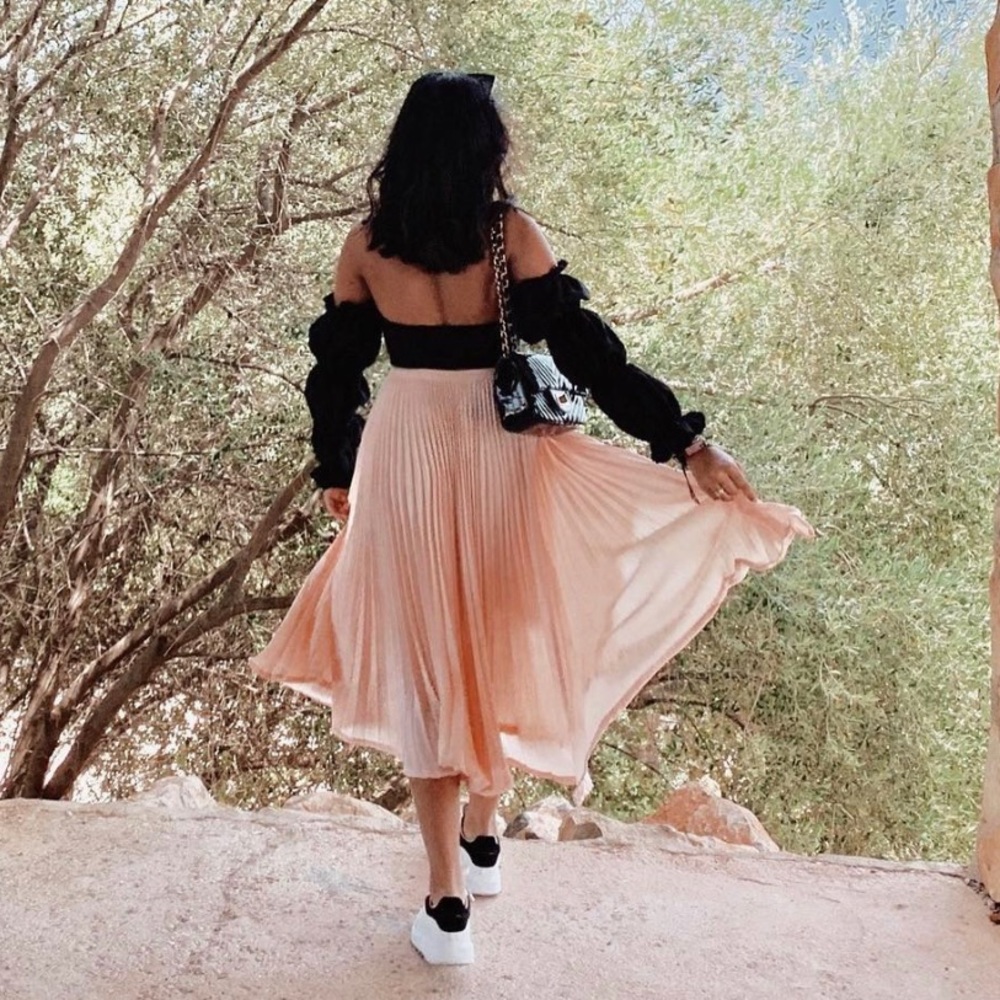 Pink midi skirt
